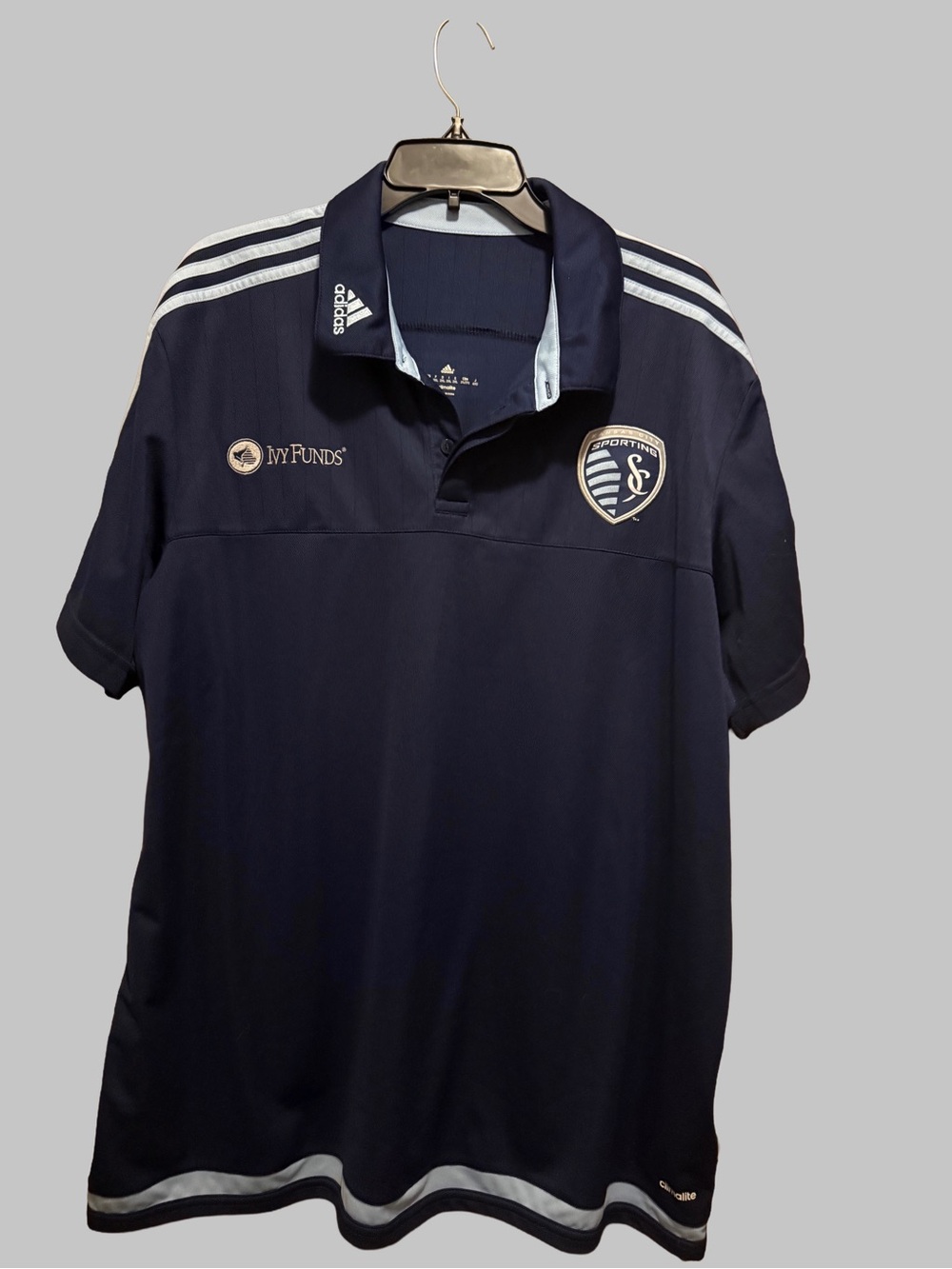 adidas Men’s Sporting KC Navy and White Soccer Polo
